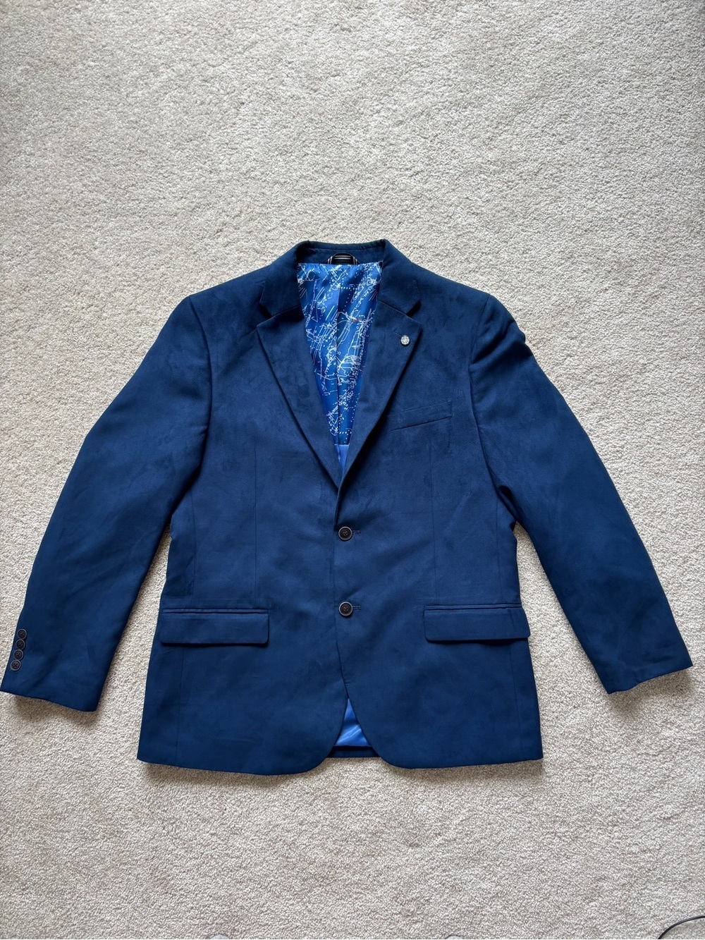 Nautica Men’s Microsuede Sport Coat Blazer Navy Blue Size 42R Cocktail Attire